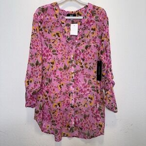 KUT from the Kloth Jasmine Chiffon Blouse Medium Sheer Gauze Artsy